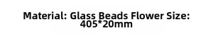 Specifications of glass bead flower tassels showing dimensions 405x20mm for DIY jewelry