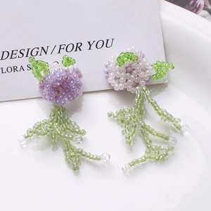 Handmade Beaded Wisteria Flower DIY Accessories Glass Seed Beads Tassel Floral Charms For Earrings Hairpins Decoration
