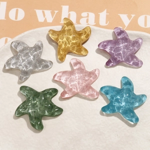 Lot de six étoiles de mer colorées en résine à paillettes pour bricolage et bijoux