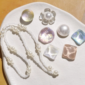 Detailed set of colorful crystal pearls and wave pattern gemstones for DIY shoe charms