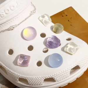 7Pcs colorful water ripple glitter shoe charms set for women garden clogs DIY accessories