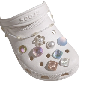 Iridescent crystal pearl charms and resin gems set for clog sandals decoration