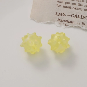 Translucent yellow spiky urchin beads with matte finish for DIY jewelry making