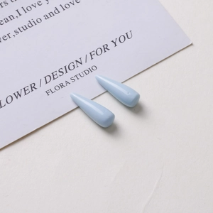 Glossy light blue teardrop resin beads for DIY earring making and handmade jewelry crafts