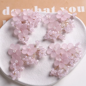 Handgefertigtes Feenglas Blume DIY Haarschmuck Material Mit Rosa Lila Blütenblättern Und Golddraht Für Mädchen Schmuckherstellung