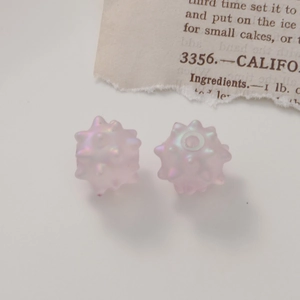 Pink and purple AB coated iridescent sea urchin beads for DIY jewelry making