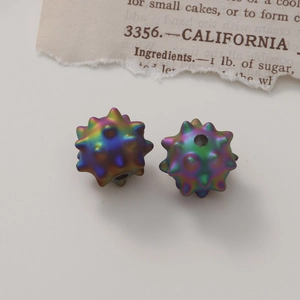 Rainbow iridescent sea urchin spiky beads for DIY jewelry making handmade accessories