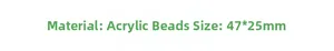 Detailed acrylic beaded flower material specifications with size 47x25mm dimensions