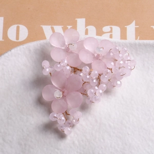 Eleganter rosa Blumen Haarschmuck mit Perlen auf goldenem Draht handgefertigt