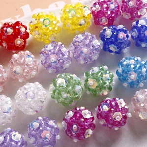 Colorful handmade crystal beaded floral spheres for DIY hair and jewelry accessories