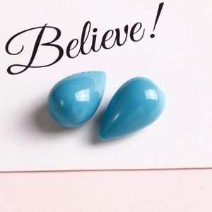 Polished lake blue teardrop-shaped resin beads for DIY jewelry and hair accessories