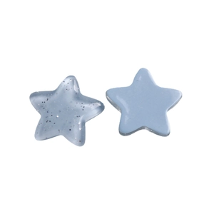 Sparkling macaron star resin charms in light grey glitter and sky blue glossy finish