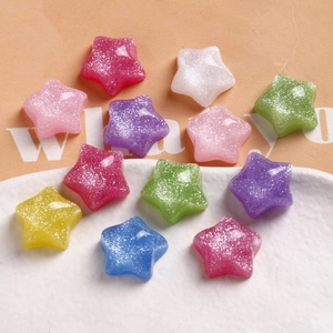 Sparkly glitter resin star beads in multiple colors for DIY jewelry and crafts