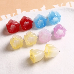 Cuentas de pétalos de tulipán de colores traslúcidos para creación de joyería artesanal