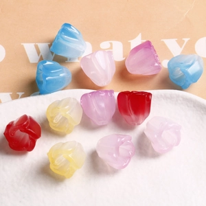 Cuentas de tulipanes traslúcidas de resina mate en varios colores para joyería DIY