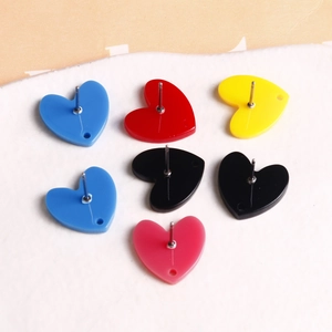 Boucles d'oreilles cœur en acrylique coloré avec trous pour la création de bijoux