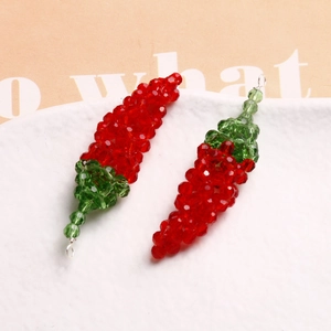 Handmade chili pepper glass bead pendants for DIY jewelry making in red and green colors