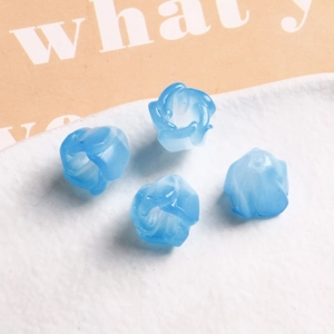 Cuentas de flores translúcidas con degradado azul para joyería DIY y accesorios hechos a mano