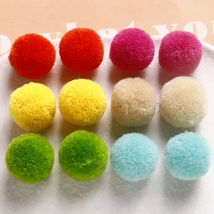 Colorful 20mm plush pom-poms for DIY jewelry crafts in a mixed set of 12 vibrant spheres
