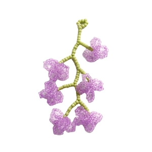 Pendentif fleur en verre tissé à la main avec perles vertes et pompons pour accessoires