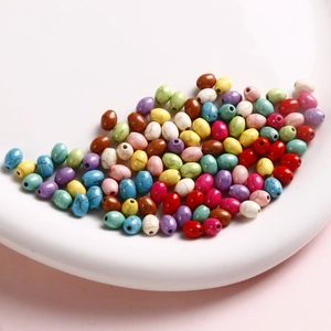 Cuentas turquesas ovaladas de colores con efecto craquelado para joyería DIY y pulseras