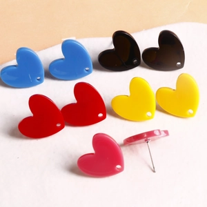 Boucles d'Oreilles Clous en Cœur Acrylique Style Sud-Coréen Doux Couleur Unie Accessoires Bijoux DIY Polis pour Femme