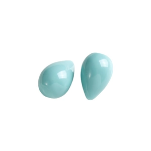 Minimalist light blue resin teardrop earrings with a high-gloss polished finish