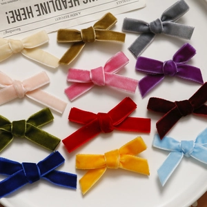 Colorful velvet ribbon bow hair clips set in various elegant shades for women