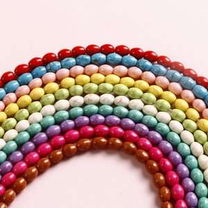 Cuentas de turquesa ovaladas de colores con grietas para joyas DIY y pulseras hechas a mano