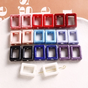 Perles en Céramique Carrées Creuses Faites à la Main Motif Marbre à l'Encre Brillante Accessoires DIY pour Boucles d'Oreilles