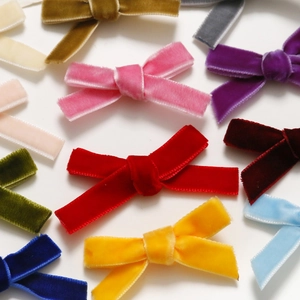 Colorful velvet ribbon bow hair accessories for women in various vibrant colors