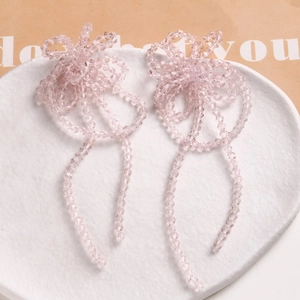 Handmade light pink beaded flower tassels accessories for DIY jewelry and hair decor