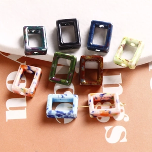 Breloques rectangulaires en céramique polie avec texture marbrée pour bijoux et artisanat