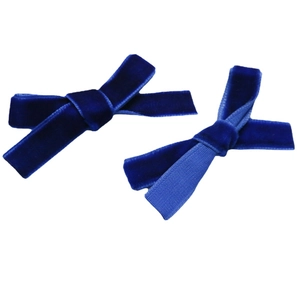 Set of two royal blue velvet bow hair clips for women with a minimalist elegant design