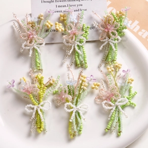 Handmade Woven Glass Seed Bead Flower Bouquet DIY Jewelry Accessory For Headwear Earrings Apparel Decor For Women