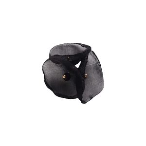 Flor de malla negra minimalista con cuentas doradas para pinzas para el cabello y broches