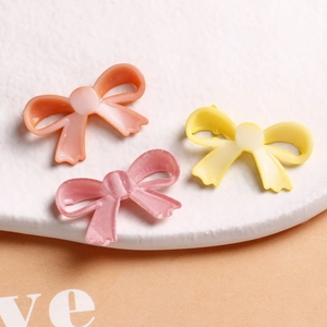 Lot de breloques nœuds en acrylique mat rose orange jaune pour création de bijoux