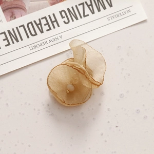 Champagne gold organza flower accessory with bead stamen for DIY hair clips