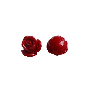 Cuentas de rosas rojas brillantes de resina para joyería DIY y accesorios de pelo