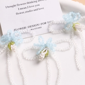 Handmade woven clear bead and light blue flower pendant for jewelry making accessories