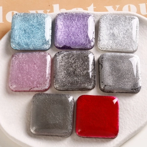 Colorful 30mm square resin charms with silver foil inlays for DIY jewelry making