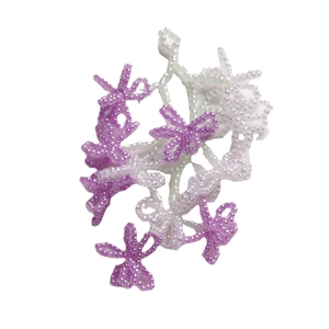 Handmade beaded flower charms in purple and white for DIY earrings and jewelry making