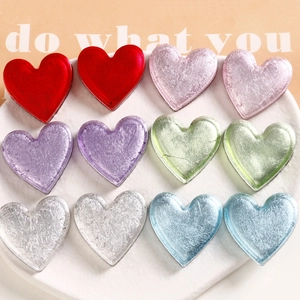 DIY Resin Heart Square Patches For Jewelry Making Silver Foil Crack Design Accessories For Hairpin Shoes Headwear Crafts