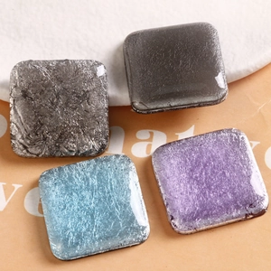 30mm colorful square resin shoe charms with silver foil texture for DIY jewelry crafts