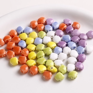 Colorful scallop shell shaped ceramic beads for DIY jewelry making and handmade accessories