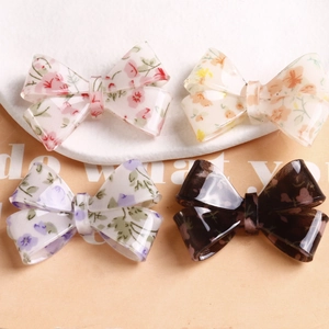 Sweet Floral Bow Acrylic Jewelry Accessories For DIY Hair Clip Craft Making Korean Style Bowknot Patches For Women Girls