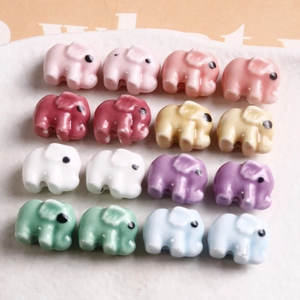 Colorful Ceramic Elephant Beads For DIY Jewelry Making Glazed Porcelain Animal Shaped Loose Charms For Bracelets Necklaces