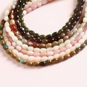 Natural Stone Oval Loose Beads Polished Stone Spacer Beads For DIY Jewelry Making Bracelet Necklace Handcraft Material