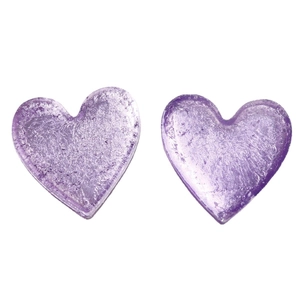 Sparkling purple resin heart charms with metallic foil inclusions for DIY jewelry making