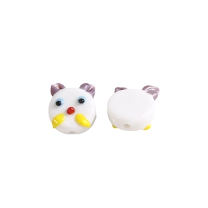 Handmade glass cartoon cat head beads for DIY jewelry making and craft accessories
